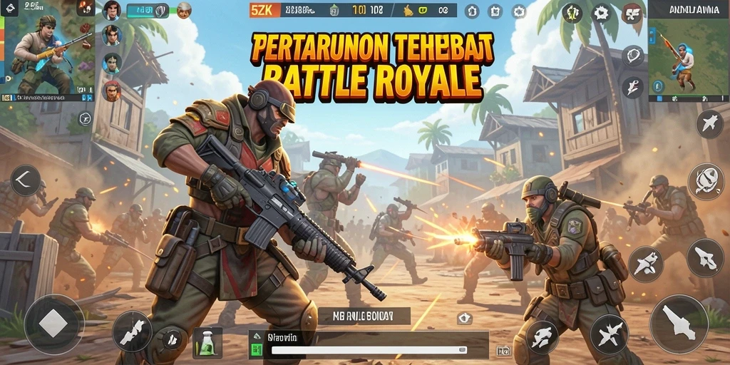 Screenshot menunjukkan aksi intens dari gameplay Battle Royale 5ZK.