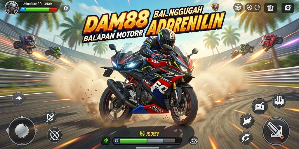 Tampilan gameplay seru balapan motor di DAM88.