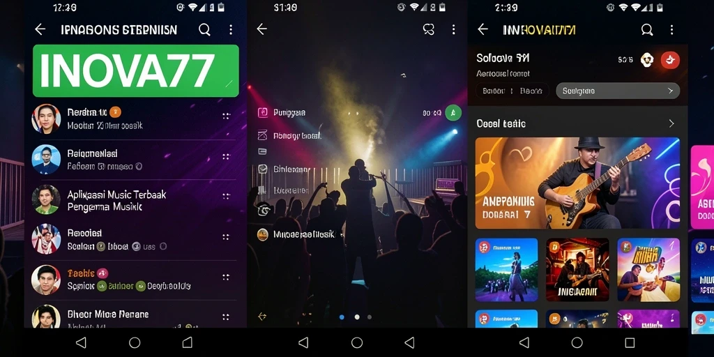 Tampilan gameplay INOVA77 yang menarik dengan banyak pilihan musik.