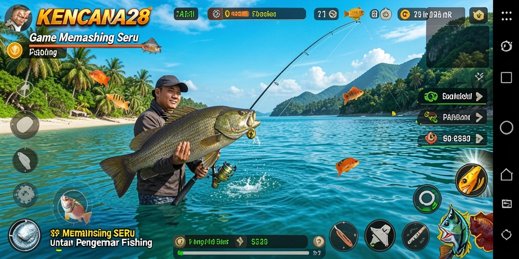 Screenshot gameplay KENCANA28 menampilkan momen memancing yang seru.