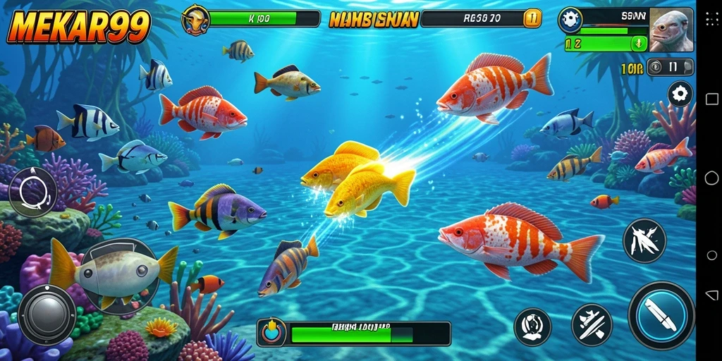 Screenshot gameplay seru Tembak Ikan di MEKAR99.