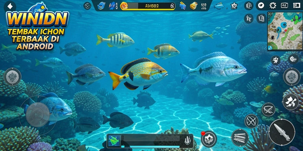 Screenshot gameplay <strong>WINIDN</strong> dengan aksi menembak ikan yang seru.