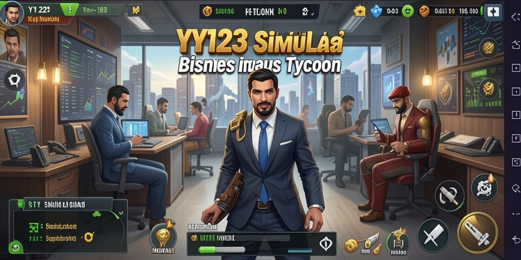 Tampilan gameplay menarik di YY123 yang menunjukkan manajemen bisnis.